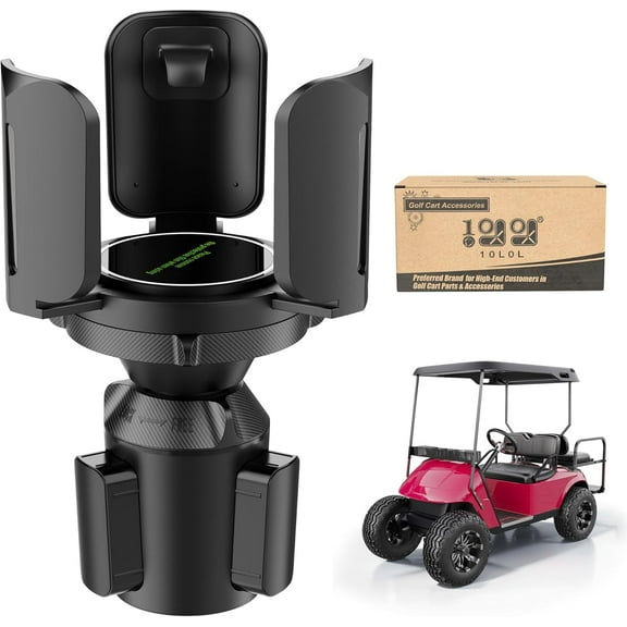 10L0L Universal Golf Cart Cup Holder, Adjustable Base Heater Propane Cup Holder for Yamaha EZGO Club Car, Golf Cart Accessories, Black