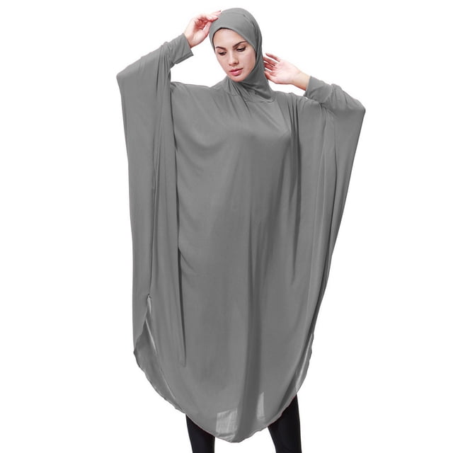 Weiqiqre Robes pour Femmes Grande Taille Vente Éclair Femmes Dame Quotidien Décontracté Musulman Uni Manches Longues Longues Vintage Robes de Mode