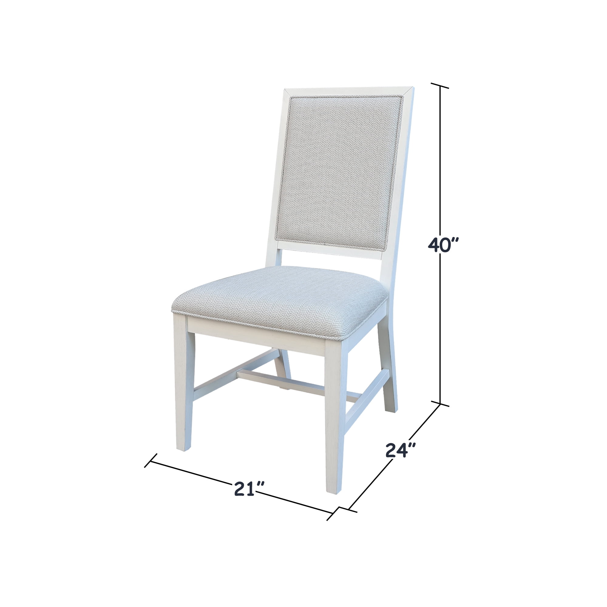 Solid Wood Traditional Dining Chair, Set of 2, Chalk