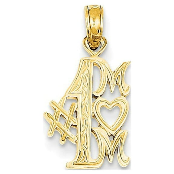 14k Yellow Gold #1 MOM Charm Pendant