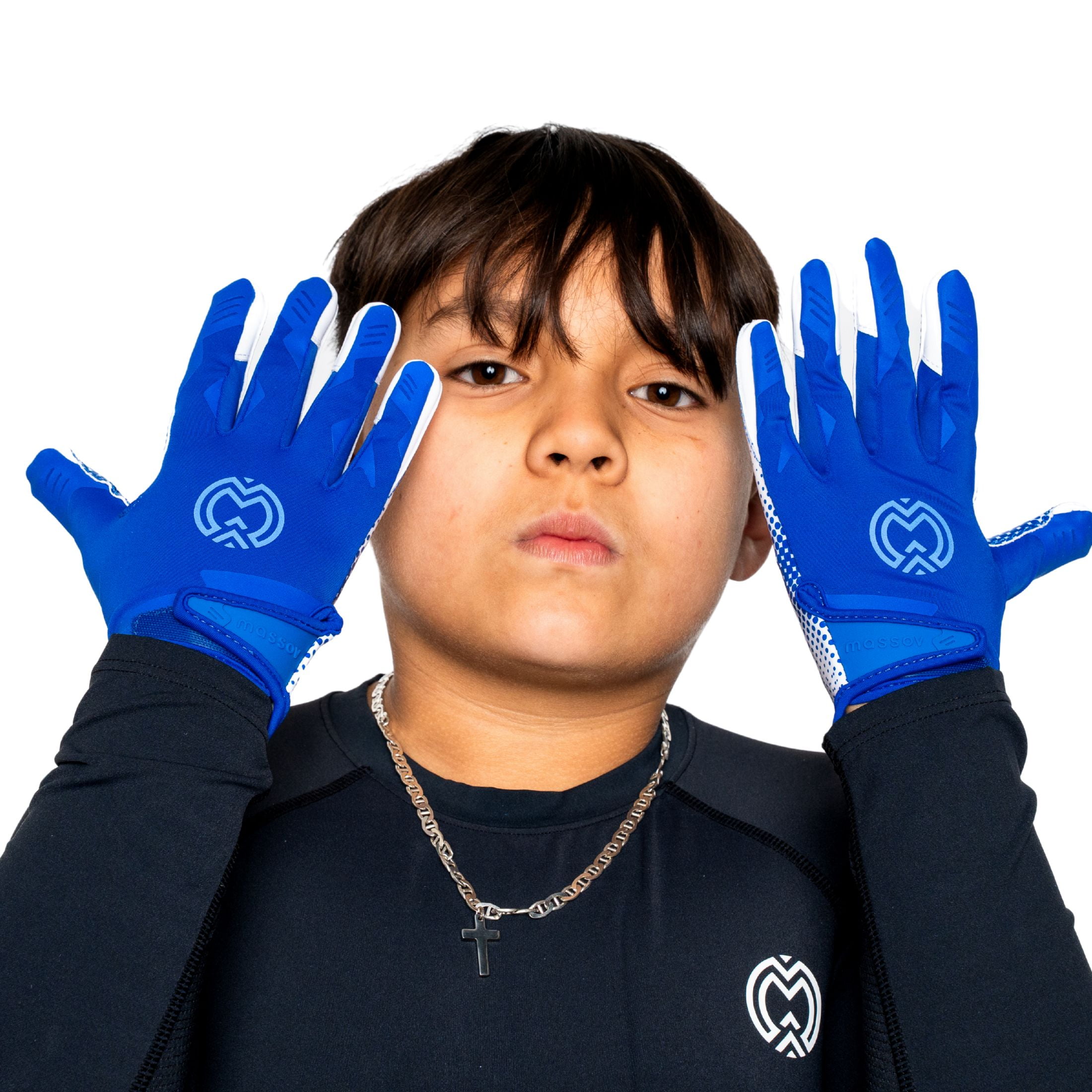 Massov VPRO3 Youth Football Glove, Child Receiver Glove, Royal, Medium