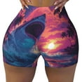 thumbnail image 2 of Fuzoiu Hawaiian Island Beach Shark Print Women's Workout Shorts,Workout Biker Shorts Women,Exercise Fitness Shorts,Scrunch Short, Athletic Shorts for Gym Yoga Running Sport Active-XX-Large, 2 of 8
