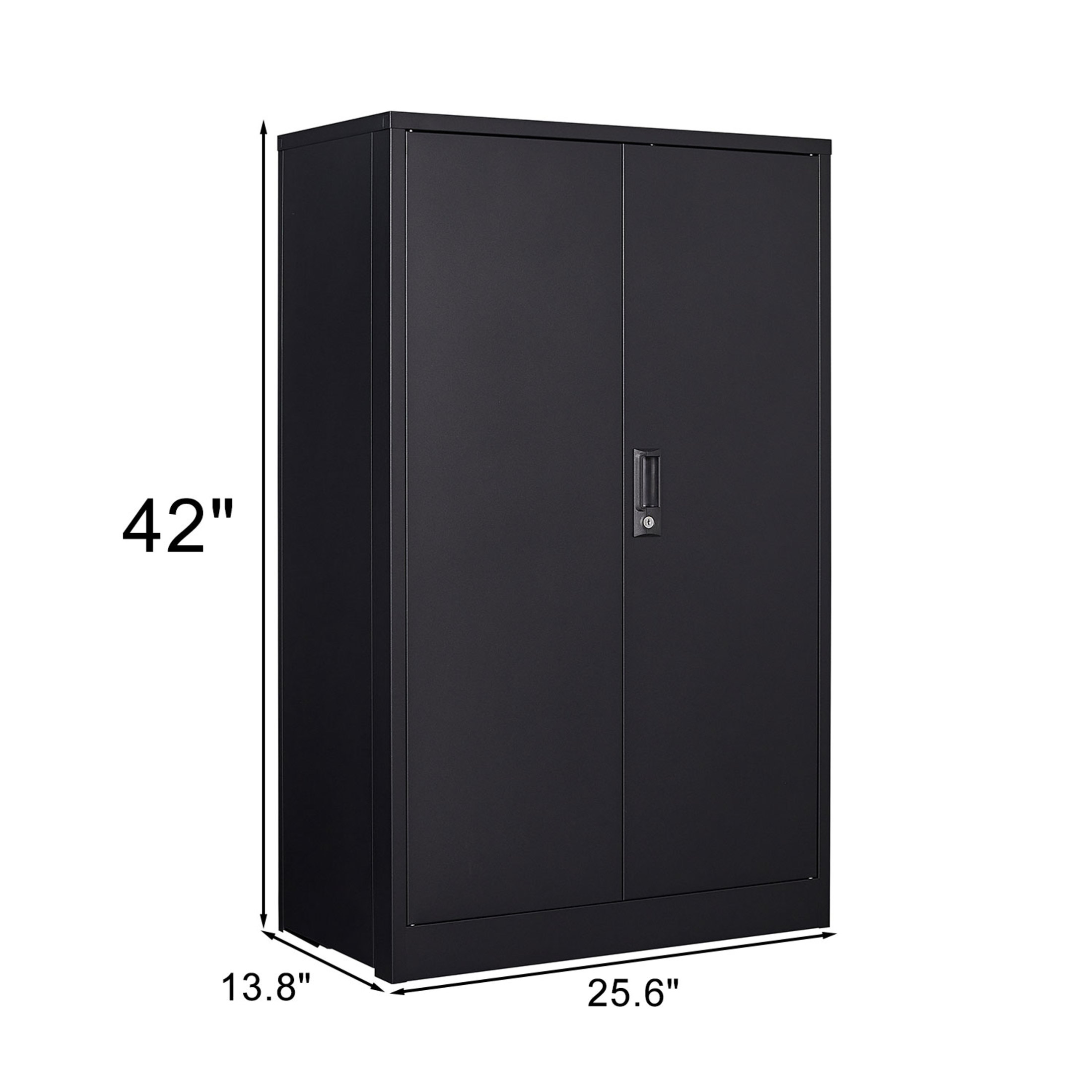 Noble House 42" Metal Folding Storage Cabinet with Locking Doors, Adjustable Shelf for Home Office, Black