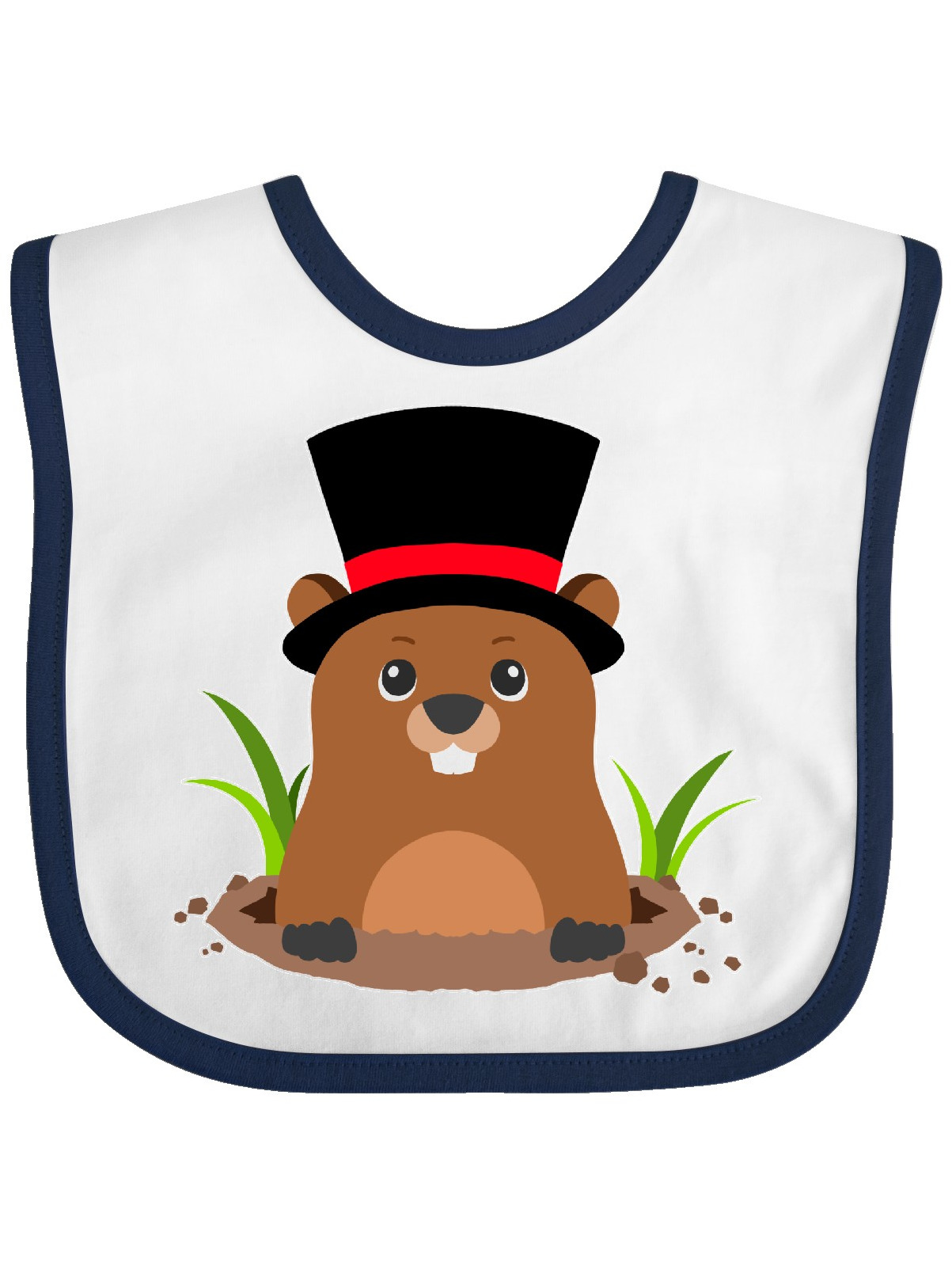 Groundhog Day with Groundhog in Top Hat Baby Bib