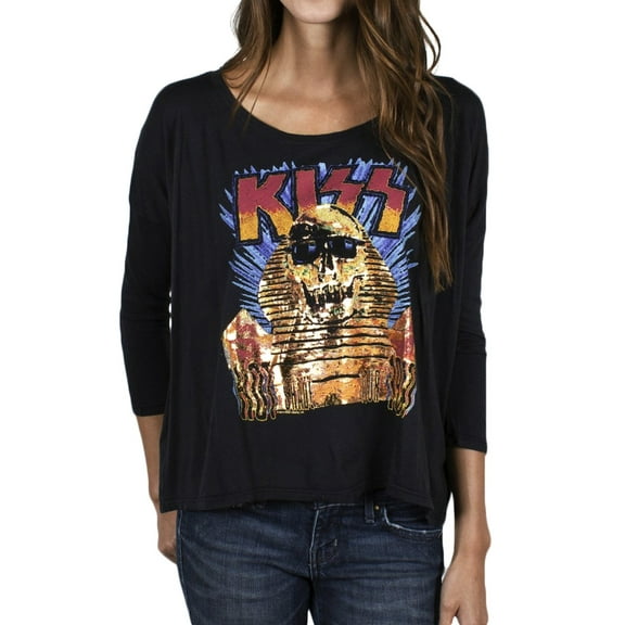 Kiss - Hot Shade Tour 1990 Juniors Dolman Long Sleeve T-Shirt - Small