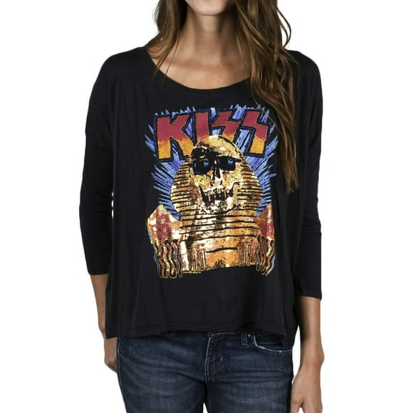 Kiss - T-Shirt à Manches Longues Juniors Dolman Hot Shade Tour 1990 - Moyen