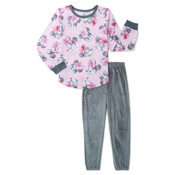Disney Minnie Mouse Girls Long Sleeve Top and Pants Pajama Set, Sizes 4-12