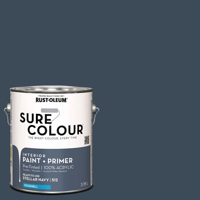 Rust-Oleum Sure Colour™ Paint + Primer, Interior Eggshell, Stellar Navy 3.78 L