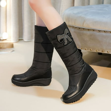 

Juebong Christmas Deals Warm Thick Down Boots Women s Lug Sole Non-Slip Boots High Boots Anti-Slipping Snow Boots