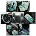 thumbnail image 2 of Renewold Peacock Flower Green 12 PCS Car Seat Cover Split Covers for Women, Non-slip Car Steering Wheel Cover Seatbelt Strap Shoulder Cover Coasters Armrest Pad Handbrake Cover Gear Shift Knob Cover, 2 of 7