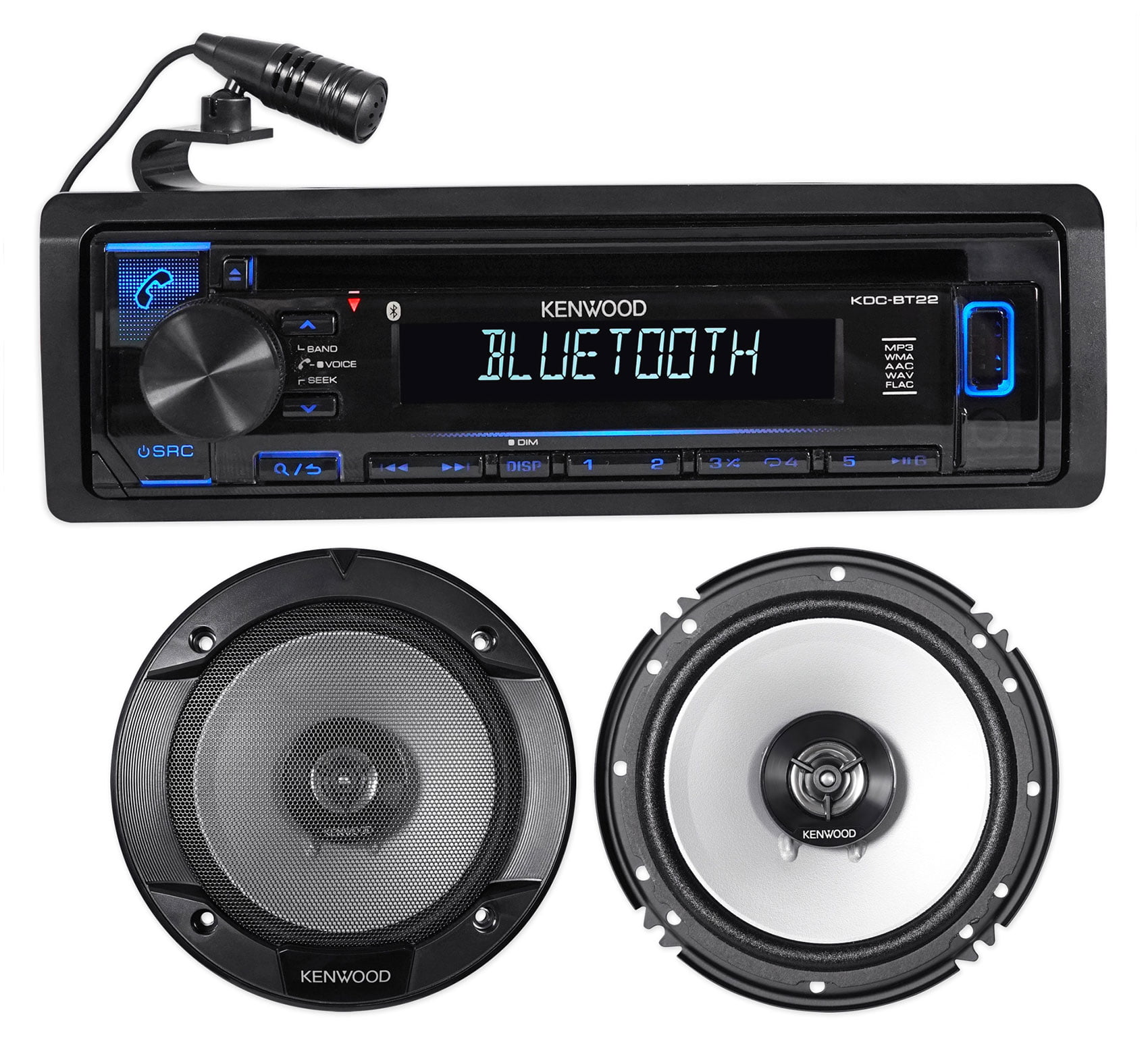 Kenwood Bluetooth USB CD iPod Radio Kenwood 2-6.5" & 2-6x9" Car Audio Speakers 