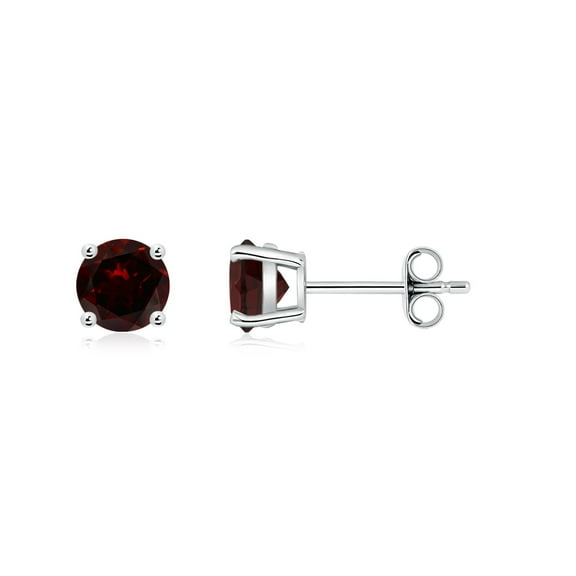 ANGARA Natural Basket-Set Round 1.2 ct Garnet Studs in 925 Sterling Silver for Women (Size-5mm) | January Birthstone, Birthday, Anniversary, Jewelry Gift for Women | Natural Garnet Earrings