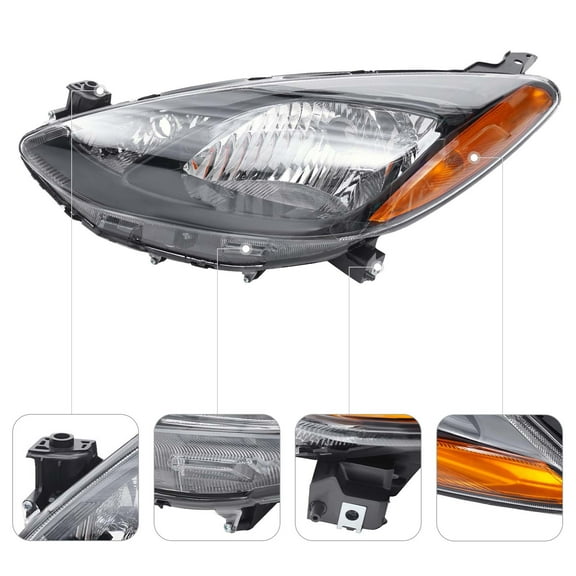 Halogen Headlight, Mazda 2 Headlight, Driver Left Side Headlight fits for 2011 2012 2013 2014 Mazda 2