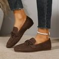 thumbnail image 2 of Brown Loafers For Ladies With Flat Soft Round Toe Sole Slip On Bow Detail Breathable Solid Color For Casual Everyday Wear All Seasons Size 41, 2 of 9