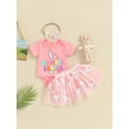 thumbnail image 2 of Bagilaanoe 3Pcs Newborn Baby Girls Easter Clothes Letters Print Long Sleeve Romper Tops + Sequin Tutu Skirt + Headband 3M 6M 12M 18M Infant Casual Skirt Set, 2 of 9