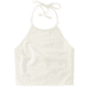 thumbnail image 1 of Aeropostale Womens Crochet Crop Halter Top Shirt, Blanco Roto, X-Small Aeropostale Cabestro, 1 of 2