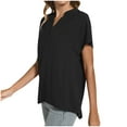 thumbnail image 3 of Timegard Womens Cotton Linen Tops Short Sleeve V-Neck Solid Color Lightweight Casual Loose Top Basic Tee, 3 of 5