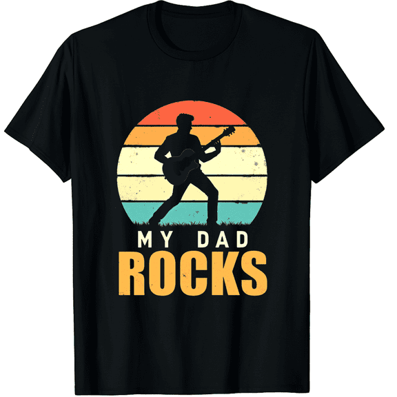 My Dad Rocks T-Shirt - Retro Guitar Silhouette Fathers Day Tee