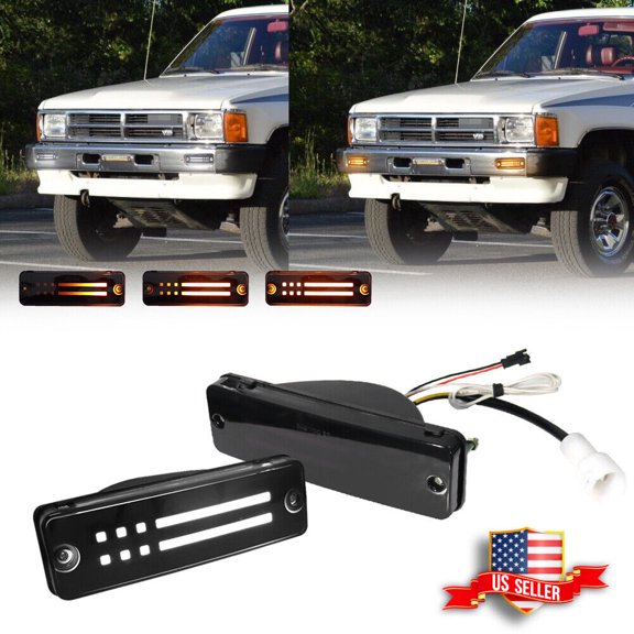 GTINTHEBOX 2PC Smoke Sequential Switchback LED Front Signal Lights For 1984-1989 Toyota 4Runner