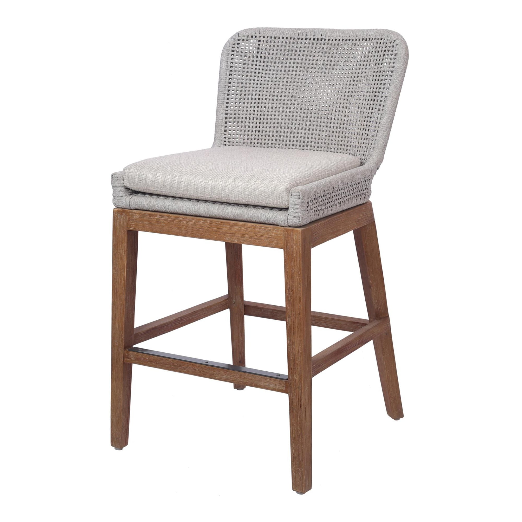 gray woven bar stools