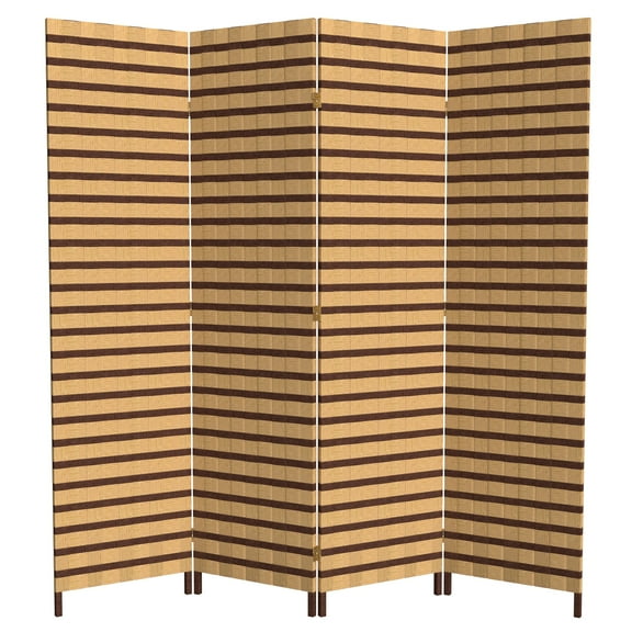Oriental Furniture 6 ft. Tall Two Tone Natural Fiber Room Divider - 4 Panel