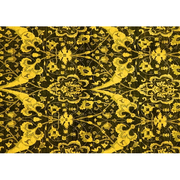 Ahgly Company Indoor Rectangle Abstract Yellow Modern Area Rugs, 2' x 4'