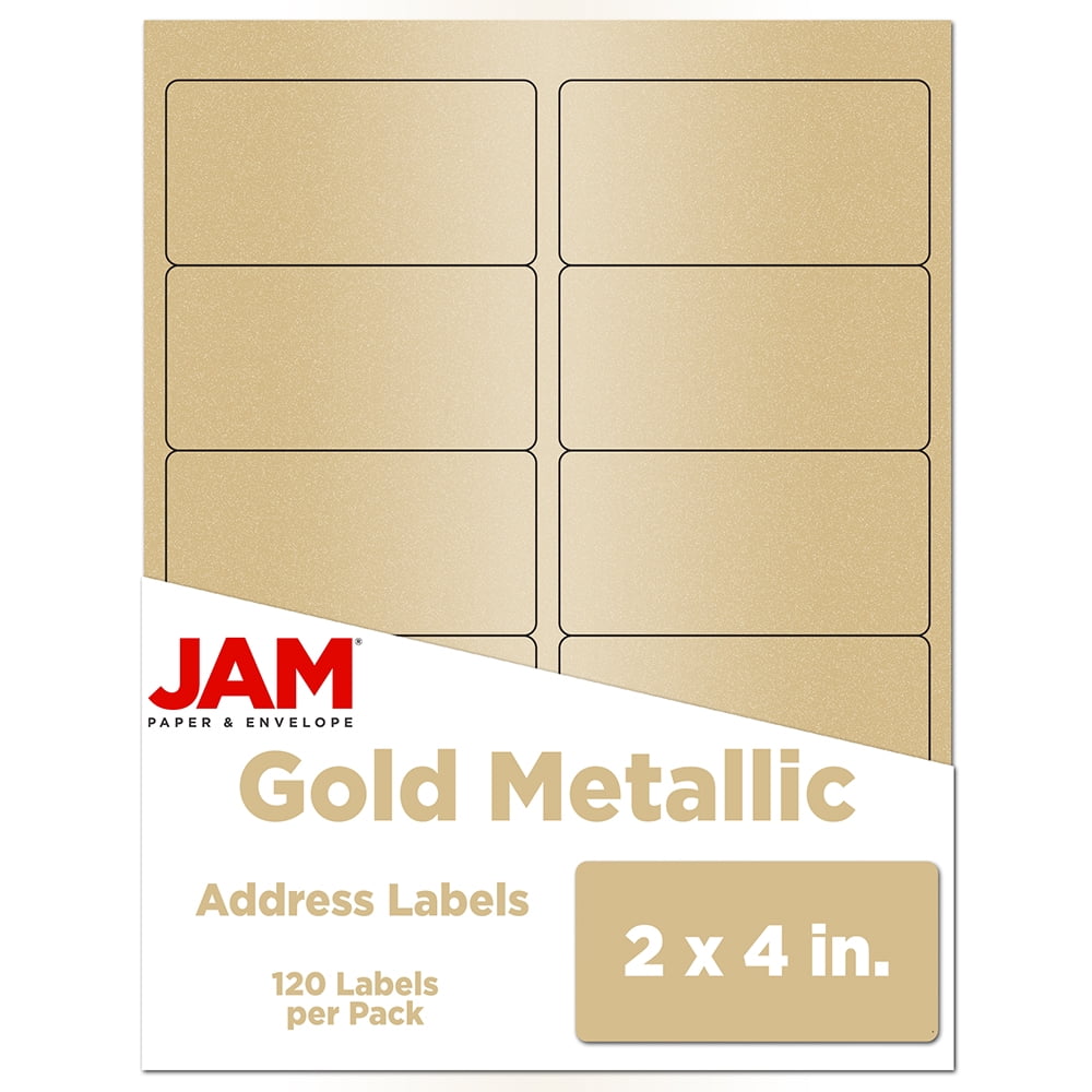 500 Personalized Address Labels – Gold Rolled Labels, 2.5" X 0.75", With Clear Acrylic Dispenser – Custom Text & Font