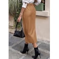 thumbnail image 6 of PRETTYGARDEN Faux Leather Long Skirts for Women High Waisted Front Slit,Elegant Bodycon Midi,Work Office Business Casual Clothes,Fall Outfits,Party Cocktail Pencil Skirt, 6 of 8