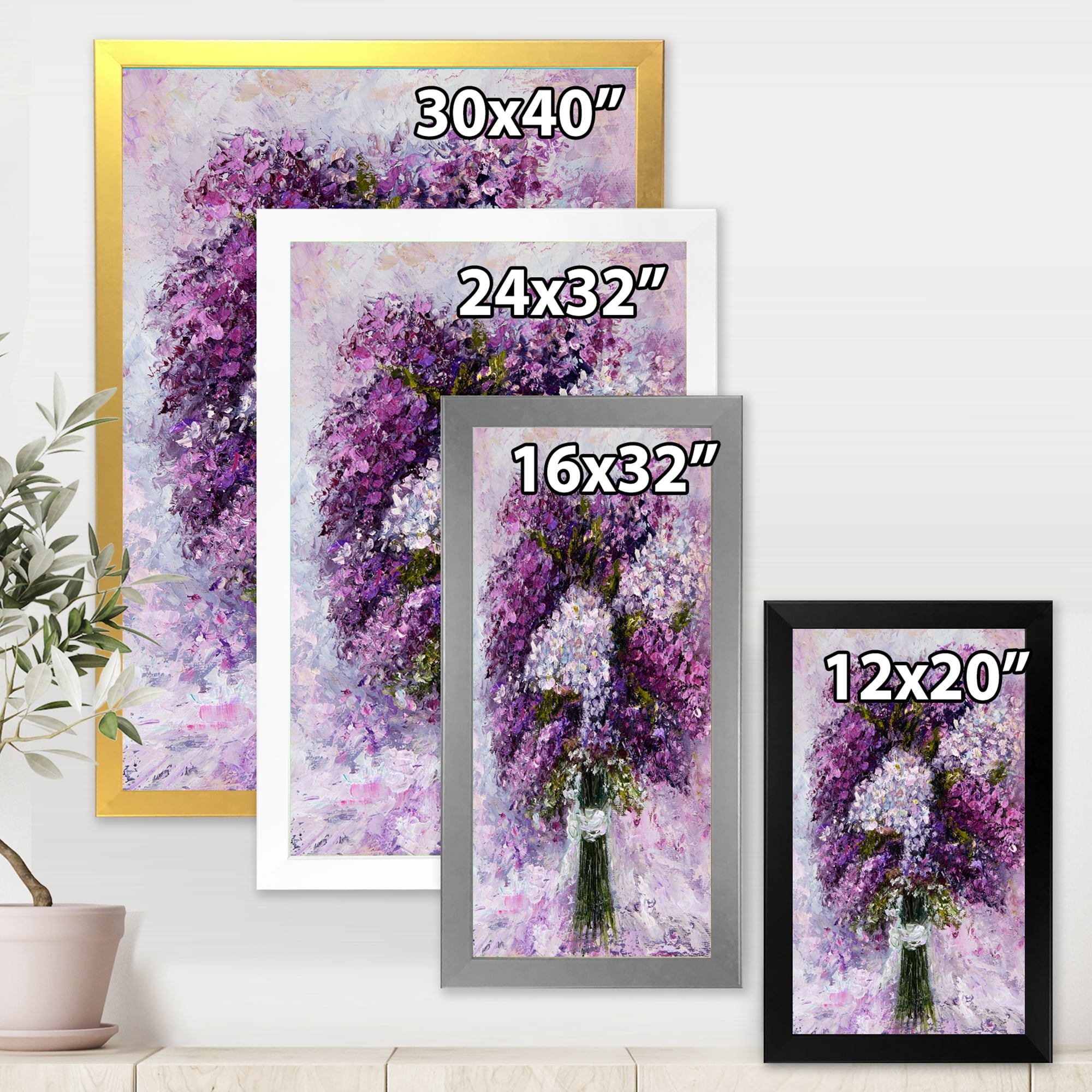 Designart 'Purple Hyacinth Flowers Bouquet' Traditional Framed Art Print