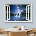 thumbnail image 3 of wall26 Canvas Print Wall Art Window View Galaxy Milky Way Star Sky Waterfall Lake Wilderness Nature Photography Realism Scenic Landscape Colorful Multicolor for Living Room, Bedroom, Office - 32&quot, 3 of 5