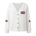 thumbnail image 4 of Wang6 Womens Lightweight Plus Size Cardigans Sweaters Trendy Long Sleeve Open Front Button down Knit Sweater Fall V Neck United Kingdom Flag Printed Outwear Tops X_White XL, 4 of 4