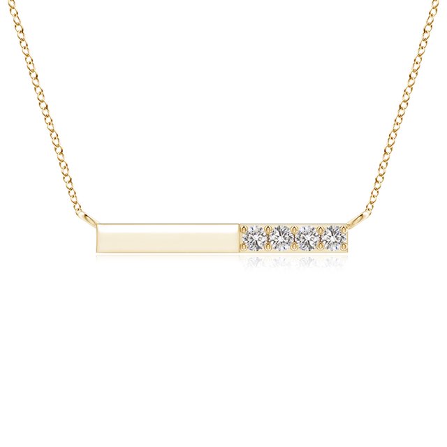 Angara Collier en Diamant Naturel - Collier en Barre de Diamant Rond à Griffes en Or Jaune 14K pour Femmes