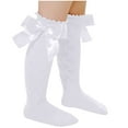thumbnail image 2 of THDHVS Toddler Socks,Girls Soft Tights Solid Color with Delicate Bow and Eyelet Lace Breathable Socks for Dance Practice and Keep Feet Dry Daily White, 2 of 5