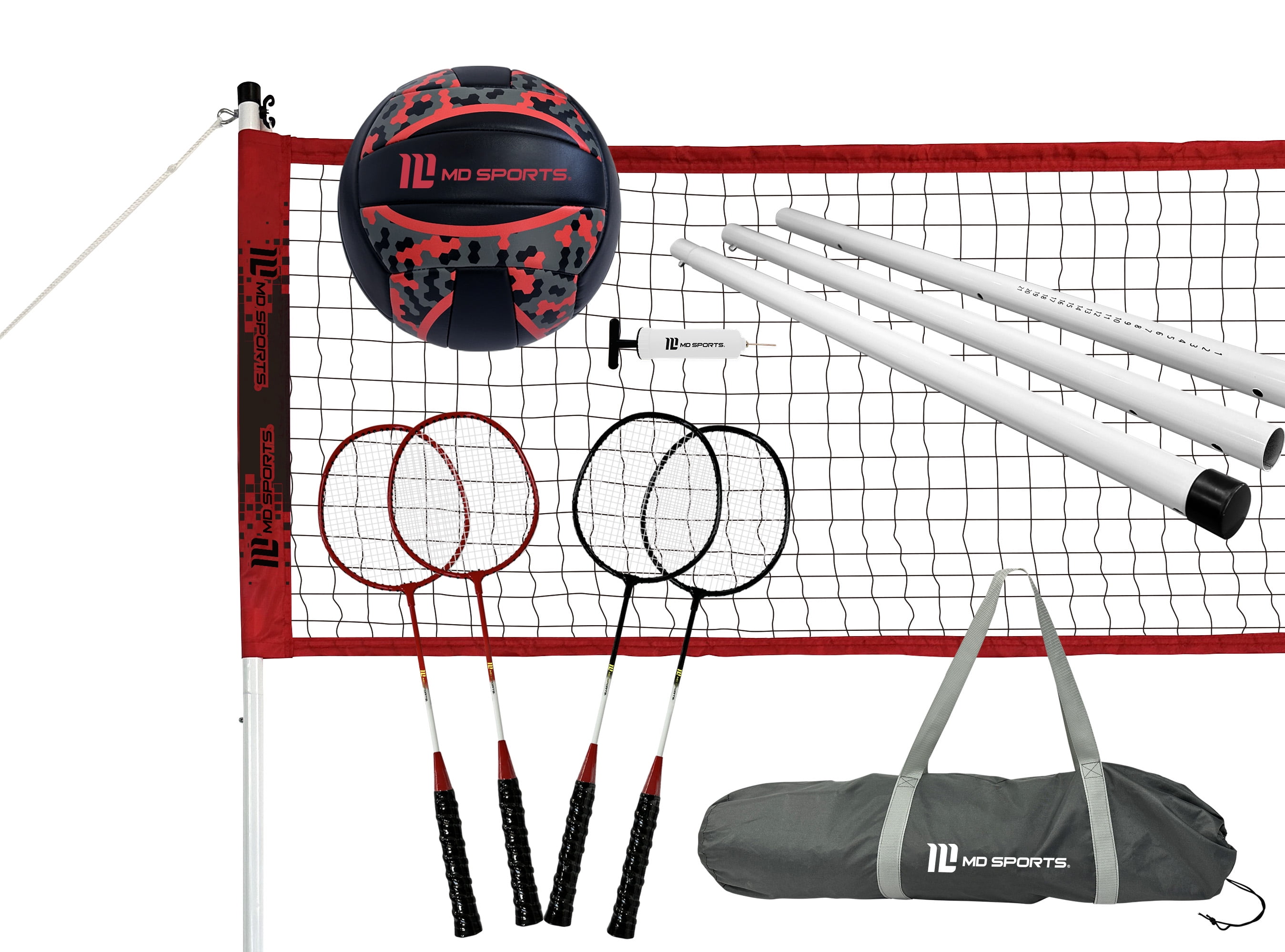 Franklin Sports Volleyball and Badminton Set - Portable Outdoor