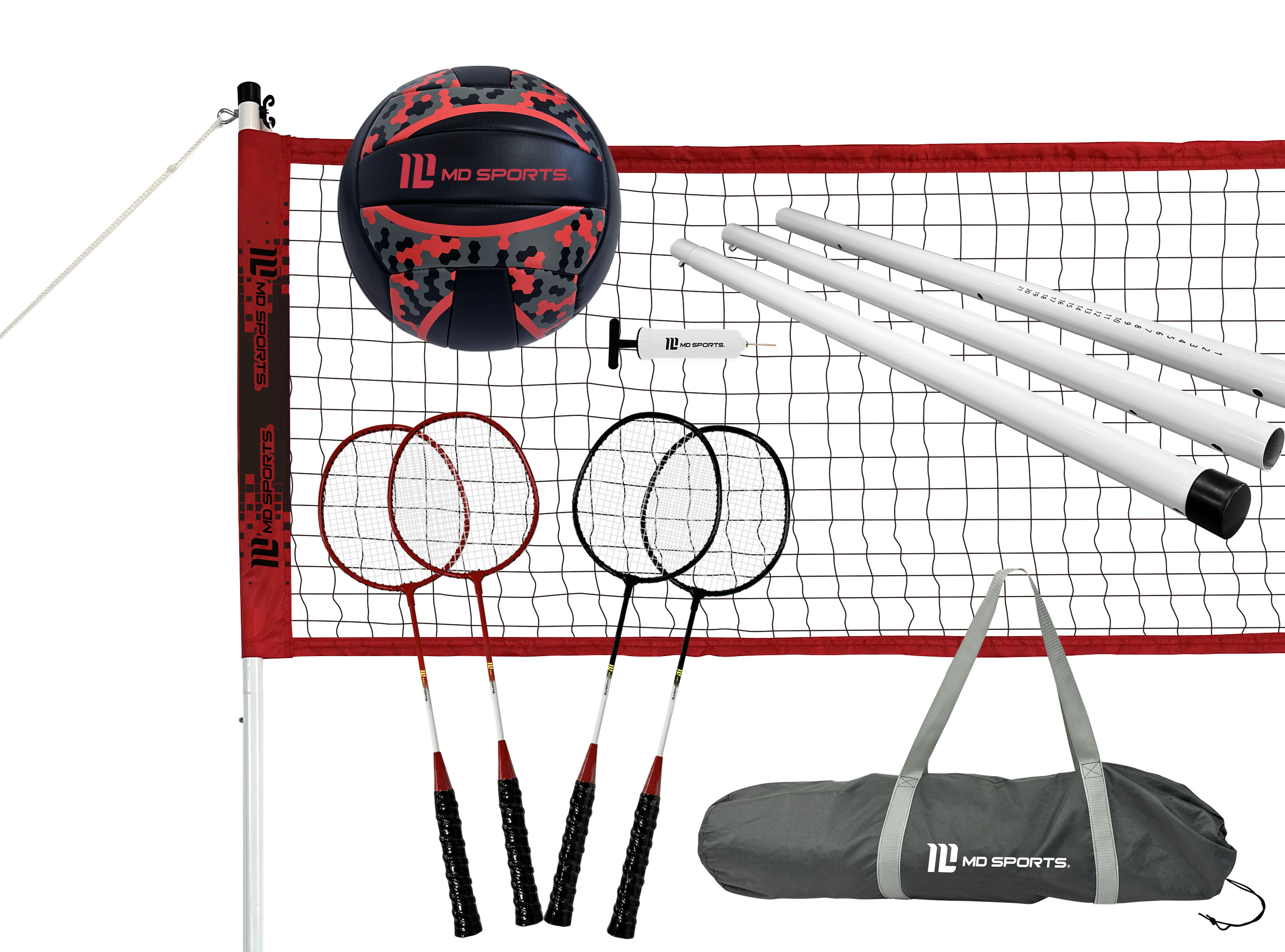 MD Sports Competitor Volleyball Badminton Combo Set