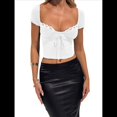 thumbnail image 2 of Camiseta Ajustada con Ribete de Encaje para Mujer, Mangas , Lazo Frontal, Tops Texturizados de Fiesta Y2K S, 2 of 8