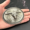 thumbnail image 4 of KDG LongHorn Bull Head Cowboy Belt Buckle, Silver, 4 of 7