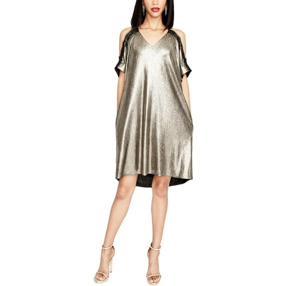 Rachel Rachel Roy Womens Metallic Cold Shoulder Party Dress Gold S