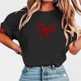 thumbnail image 5 of Summer Bow Tee Shirt Women Short Sleeve Valentines Day Graphic Tees Casual Loose Cute Valentine Holiday Tops, XL Black, 5 of 5