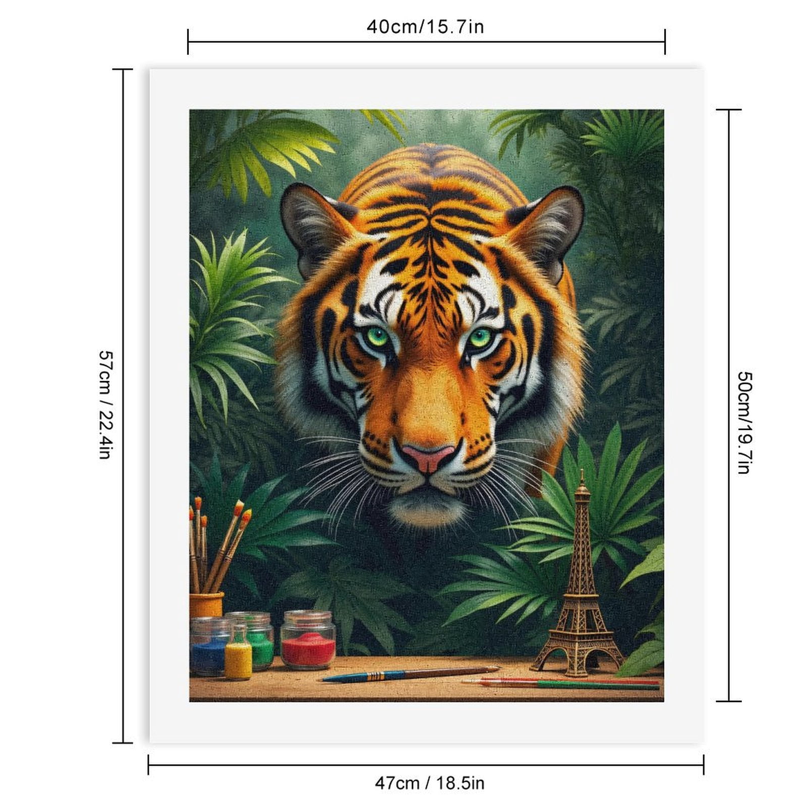 Paint By Numbers Kit for Adults Beginner - Tiger Jungle Art Supplies Scene DIY Canvas Painting Kits for Adults, Frameless Paint By Number for Adults for Home Wall Decor 16x20 Inch
