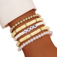 thumbnail image 1 of Funie 5Pcs Unisex Bracelets Colorful Bohemian Polymer Clay Love Letters Faux Pearls Bracelets for Party, 1 of 8