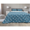 thumbnail image 1 of Abstract Comforter & Sham Bedding Set, Triangular Silhouettes Geometric Motifs Cubes Scribble Design Hand Drawn Like, 3 pcs Duvet Set Microfiber Filling Quilt, 5 Sizes, Turquoise Blue, by Ambesonne, 1 of 4