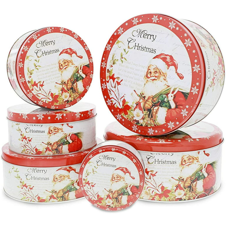 3pcs Christmas Nesting Cake Tins Round Cookie Candy Storage Containers with  Lids - Bed Bath & Beyond - 30020813