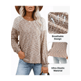 thumbnail image 6 of DOKOTOO Fall Tops for Women Crew Neck Stretchy Pullover Waffle Knit Lace Casual Raglan Long Sleeve Shirts Loose Fit Soft Blouses, 6 of 9