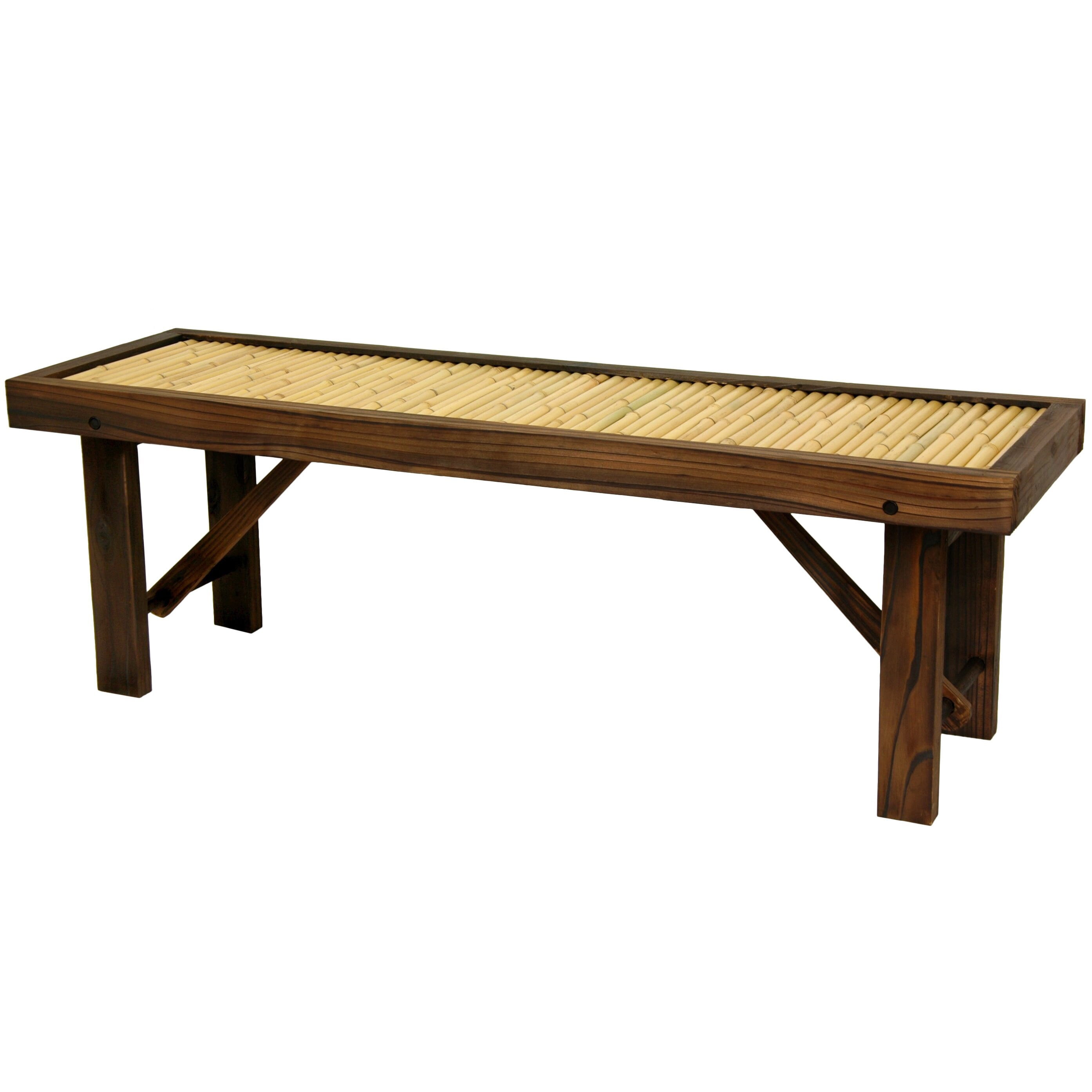 Oriental Furniture Japanese Bamboo Bench with Wood Frame - Walmart.com