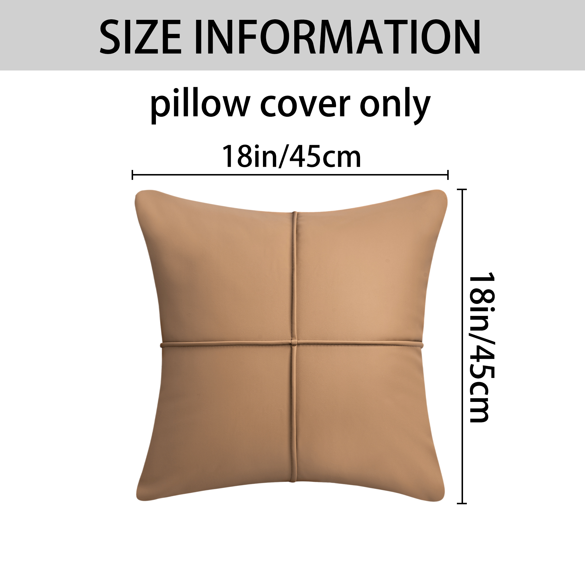 Unique Bargains Set of 2 Square Throw Pillow Covers Decorative Cases Light Brown