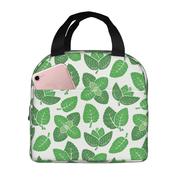 Easygdp Green Leaves Bolsa Térmica Premium - Tela Oxford Impermeable, Gran Capacidad, Bolsillo Frontal, Unisex para Trabajo, Escuela, Actividades al Aire Libre y Picnics