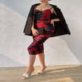 thumbnail image 3 of Robe Midi Moulante pour Femmes avec Imprimé Floral et Motif Sans Manches Froncé, 3 of 7