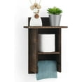 thumbnail image 4 of 2 Tier Wood Toilet Paper Holder Wall Mount Tissue Roll Storage Dispenser w/Shelf, 4 of 7