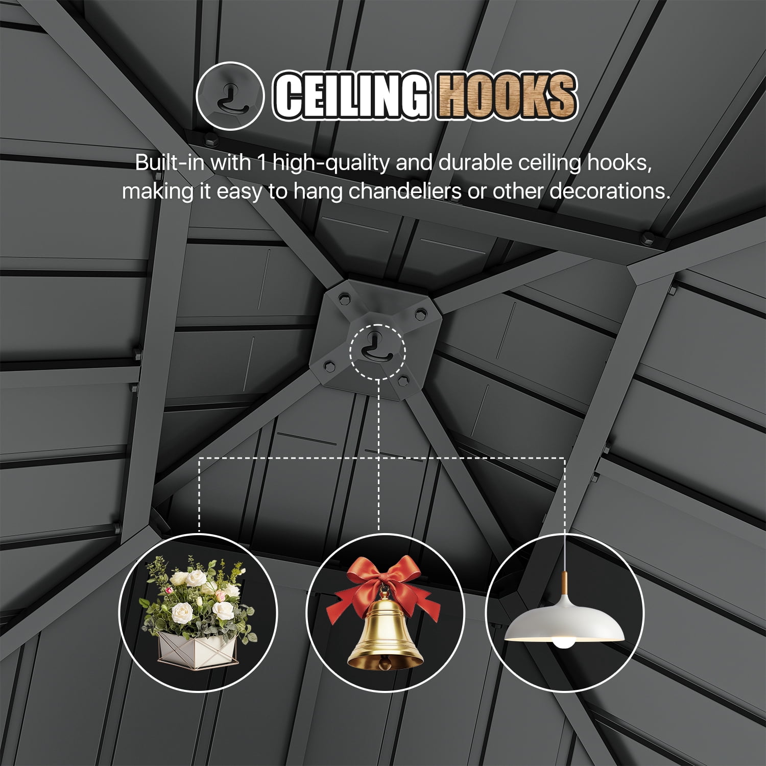 Clouddwell 10' × 10' Cedar Wood Hardtop Gazebo with Ventilated Double-Tier Metal Roof for Outdoor Patio & Backyard
